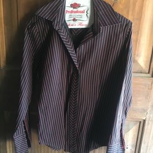 Fun pink and black pinstriped dress shirt LIMITED